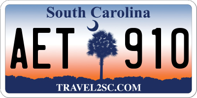 SC license plate AET910