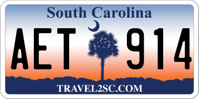 SC license plate AET914