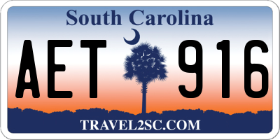 SC license plate AET916