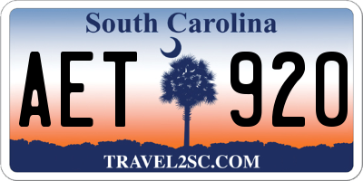 SC license plate AET920