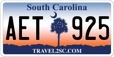 SC license plate AET925