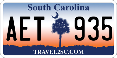 SC license plate AET935