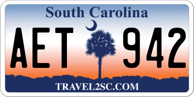 SC license plate AET942