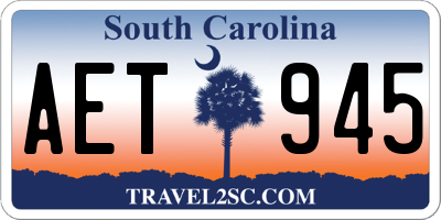 SC license plate AET945