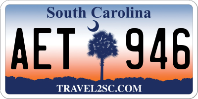 SC license plate AET946