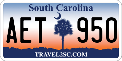 SC license plate AET950