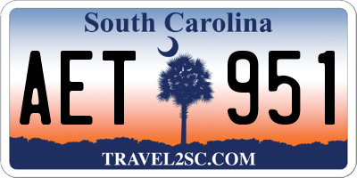 SC license plate AET951