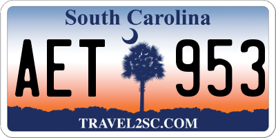 SC license plate AET953