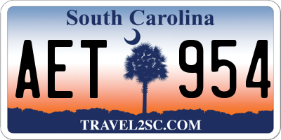 SC license plate AET954