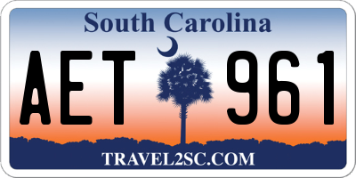 SC license plate AET961