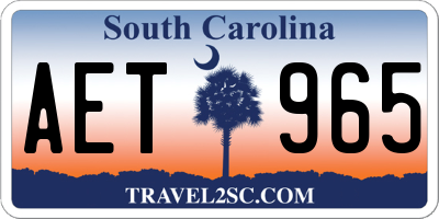 SC license plate AET965