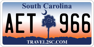 SC license plate AET966