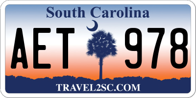 SC license plate AET978