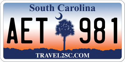 SC license plate AET981