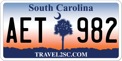 SC license plate AET982