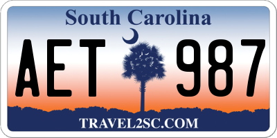 SC license plate AET987