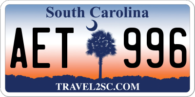 SC license plate AET996