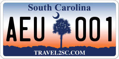 SC license plate AEU001