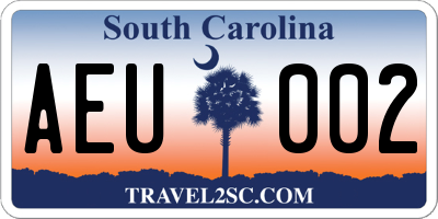 SC license plate AEU002