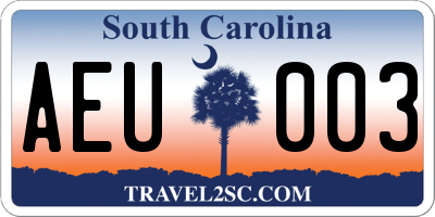 SC license plate AEU003