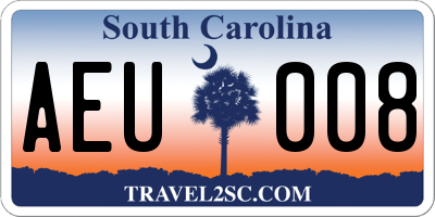 SC license plate AEU008