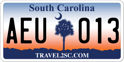 SC license plate AEU013