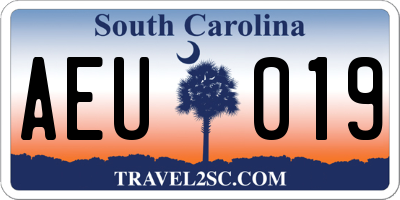 SC license plate AEU019