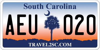 SC license plate AEU020