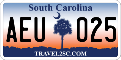 SC license plate AEU025