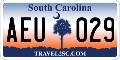 SC license plate AEU029
