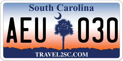 SC license plate AEU030