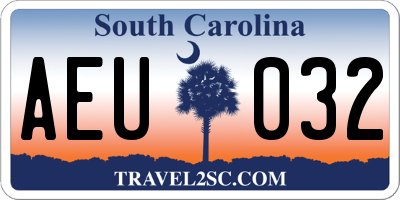 SC license plate AEU032