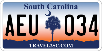 SC license plate AEU034