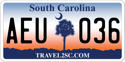 SC license plate AEU036