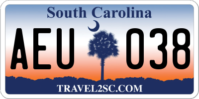 SC license plate AEU038