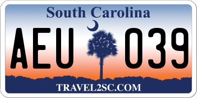 SC license plate AEU039