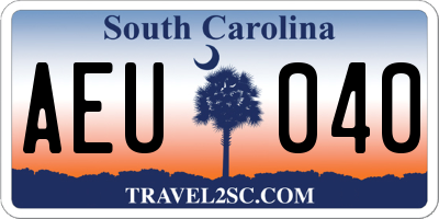 SC license plate AEU040