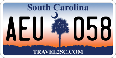 SC license plate AEU058