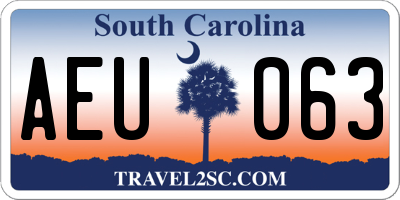 SC license plate AEU063