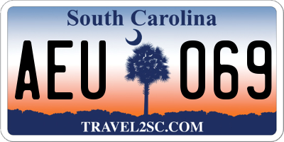 SC license plate AEU069