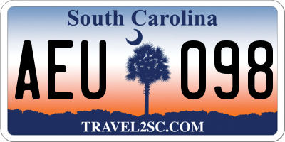 SC license plate AEU098