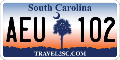 SC license plate AEU102