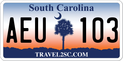 SC license plate AEU103