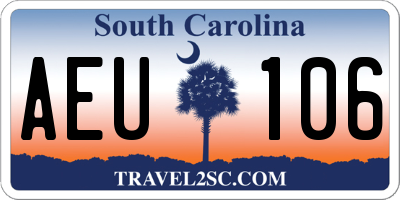 SC license plate AEU106
