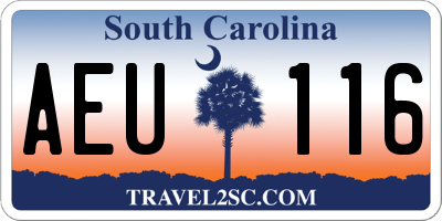 SC license plate AEU116