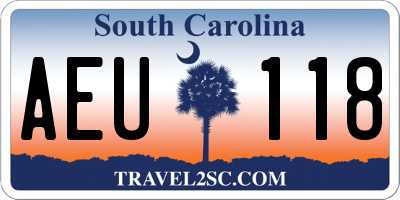 SC license plate AEU118