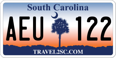 SC license plate AEU122