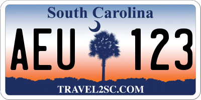 SC license plate AEU123