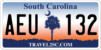 SC license plate AEU132