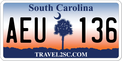 SC license plate AEU136